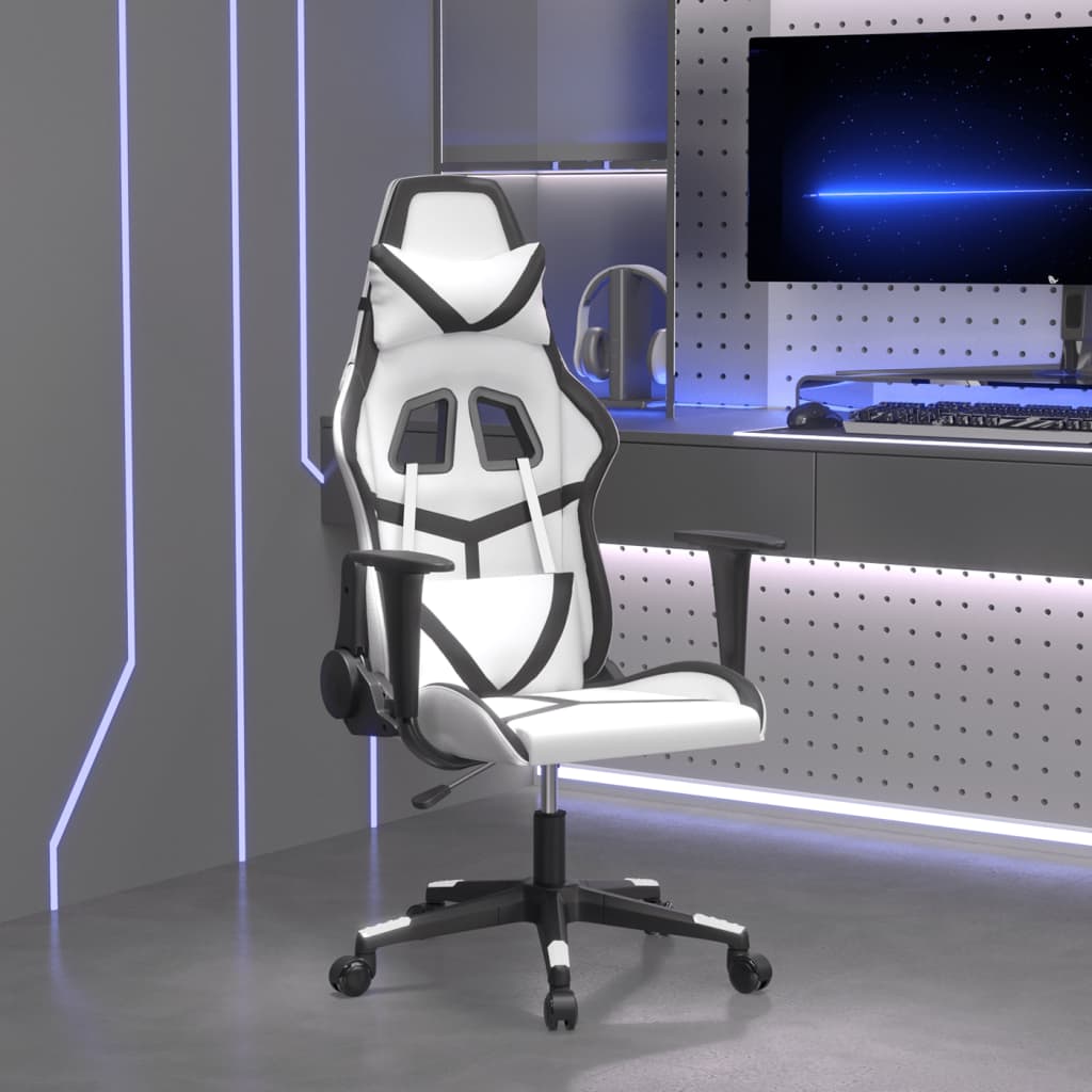 Massage gamestoel kunstleer wit en zwart is nu te koop bij PeponiXL, paradijselijk wonen!