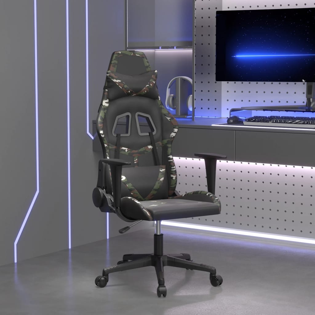Massage gamestoel kunstleer zwart en camouflage is nu te koop bij PeponiXL, paradijselijk wonen!
