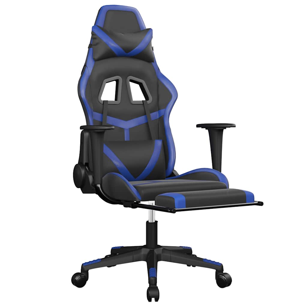 Massage gamestoel met voetensteun kunstleer zwart en blauw is nu te koop bij PeponiXL, paradijselijk wonen!
