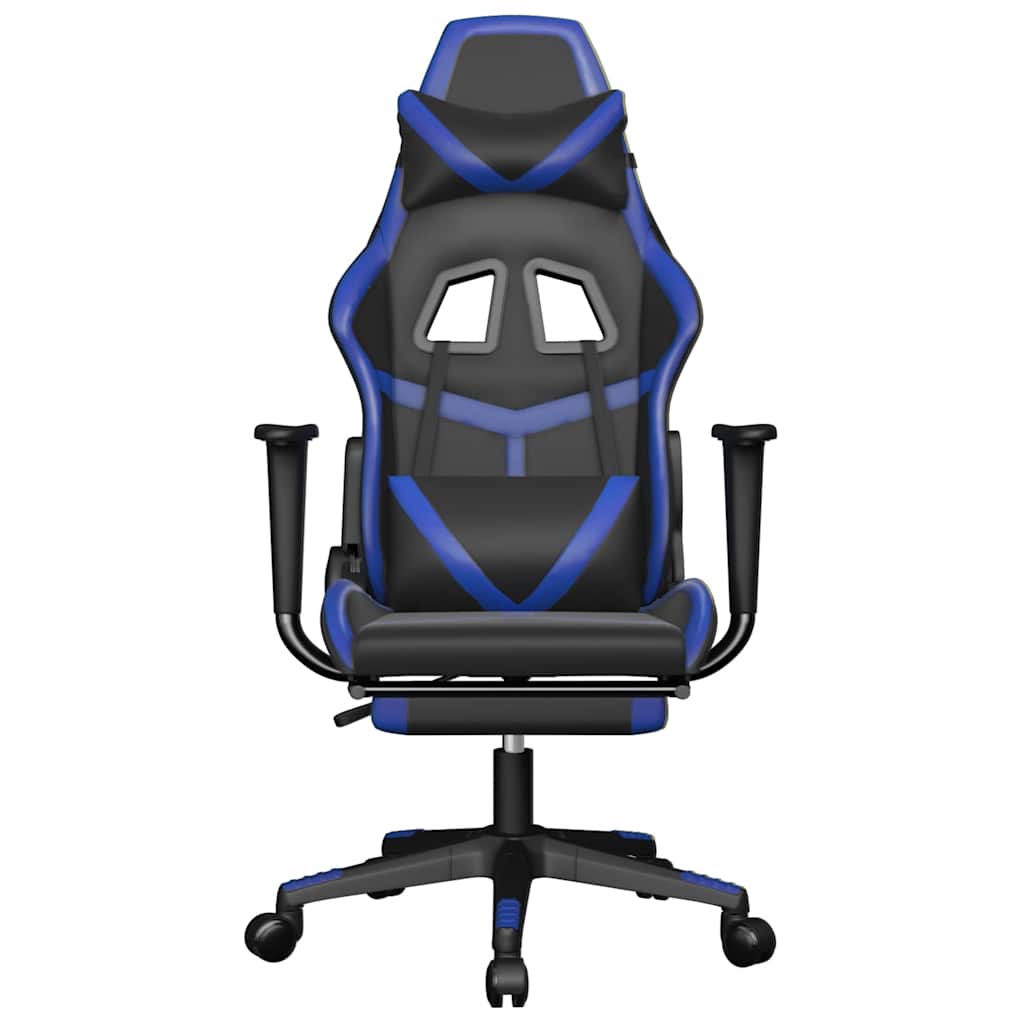Massage gamestoel met voetensteun kunstleer zwart en blauw is nu te koop bij PeponiXL, paradijselijk wonen!