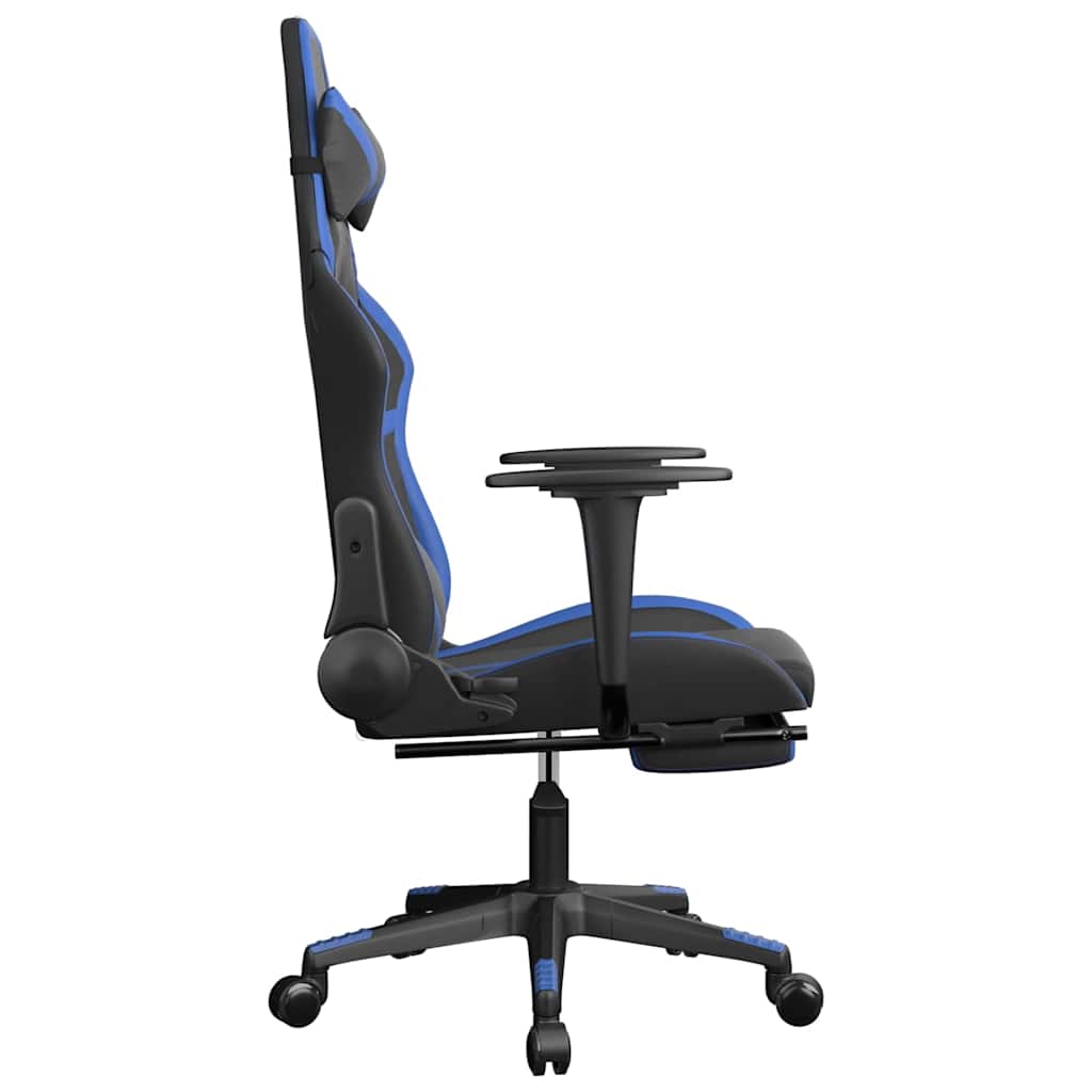 Massage gamestoel met voetensteun kunstleer zwart en blauw is nu te koop bij PeponiXL, paradijselijk wonen!