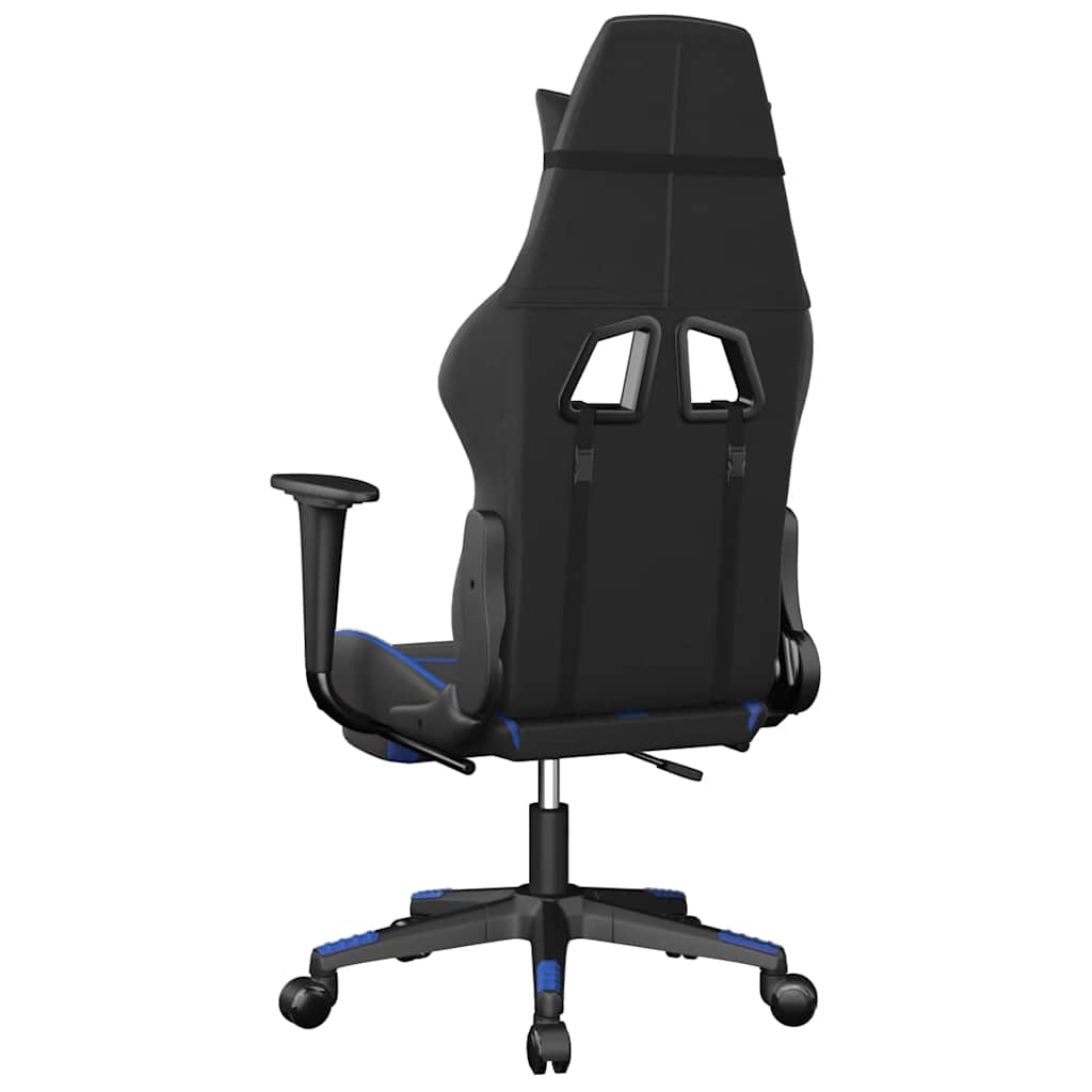 Massage gamestoel met voetensteun kunstleer zwart en blauw is nu te koop bij PeponiXL, paradijselijk wonen!