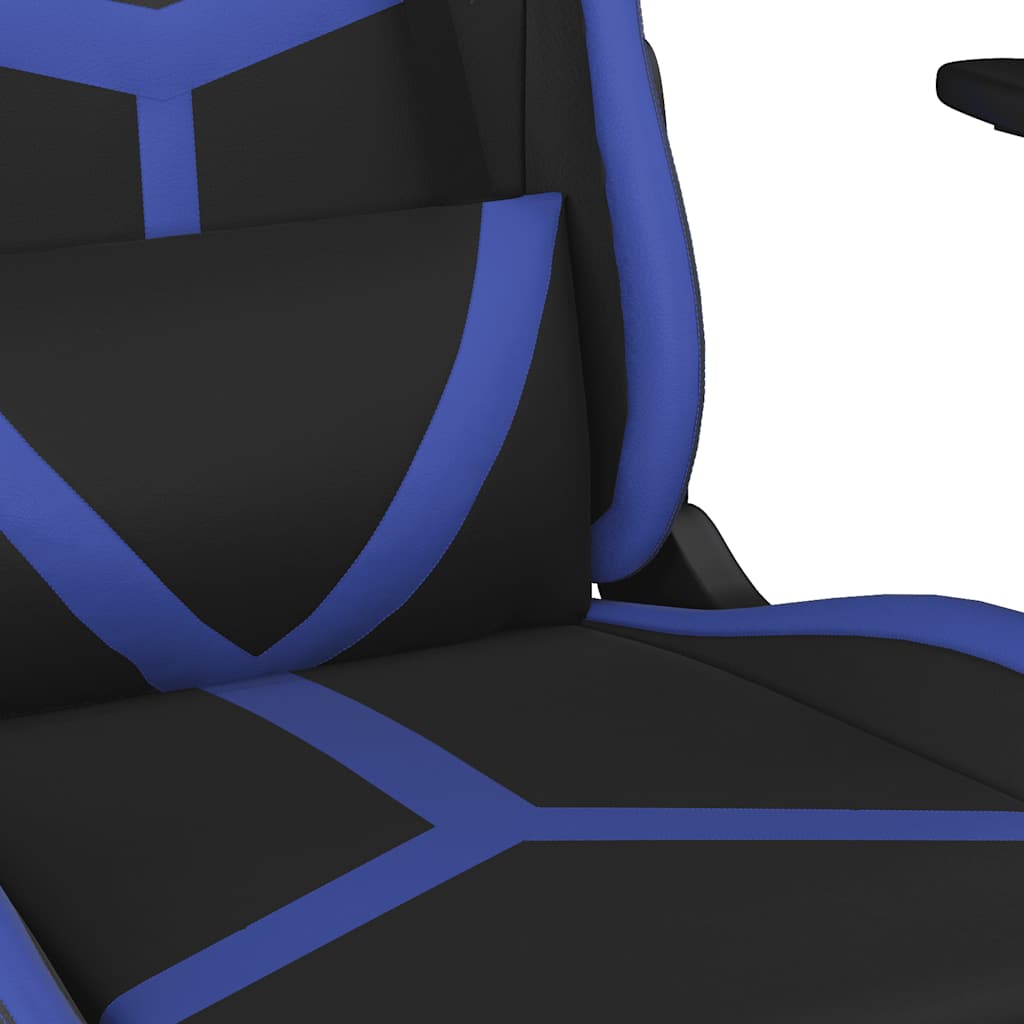 Massage gamestoel met voetensteun kunstleer zwart en blauw is nu te koop bij PeponiXL, paradijselijk wonen!