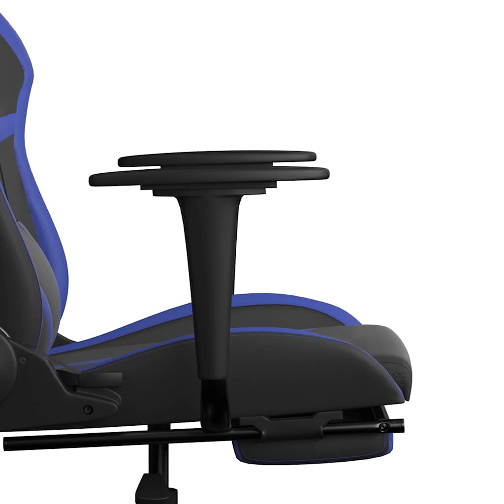 Massage gamestoel met voetensteun kunstleer zwart en blauw is nu te koop bij PeponiXL, paradijselijk wonen!