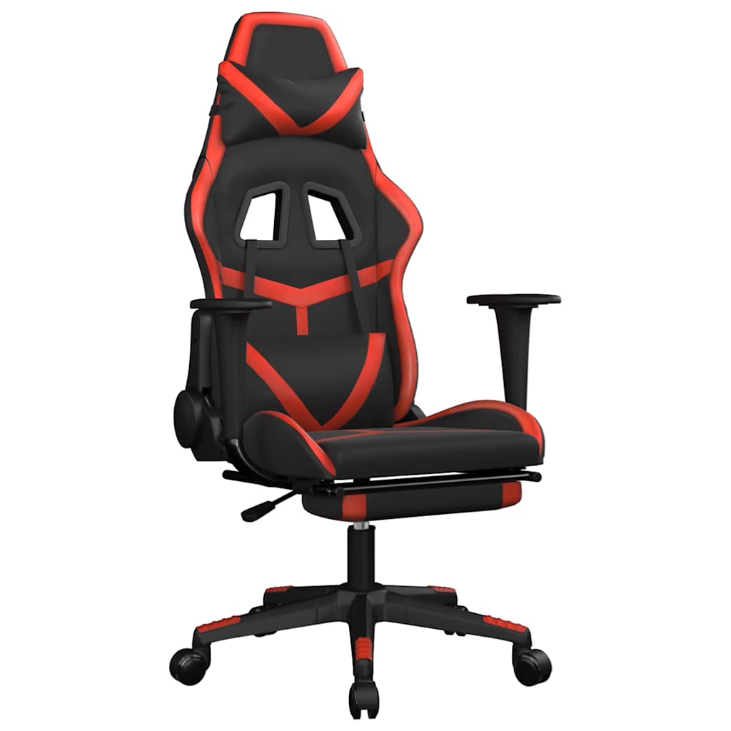 Massage gamestoel met voetensteun kunstleer zwart en rood is nu te koop bij PeponiXL, paradijselijk wonen!
