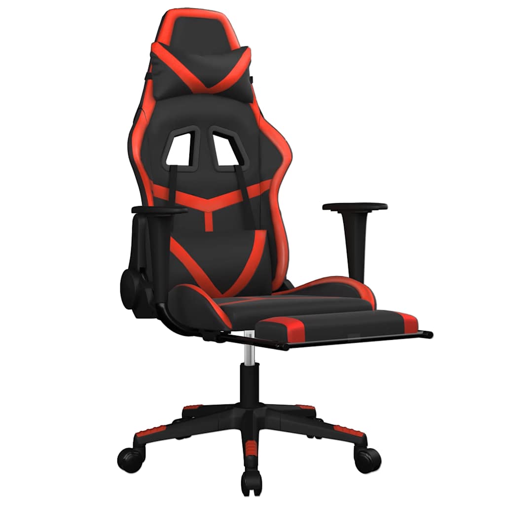 Massage gamestoel met voetensteun kunstleer zwart en rood is nu te koop bij PeponiXL, paradijselijk wonen!