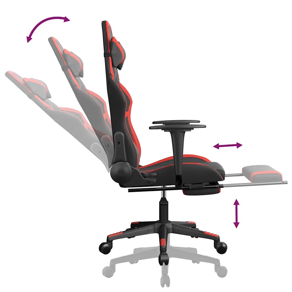 Massage gamestoel met voetensteun kunstleer zwart en rood is nu te koop bij PeponiXL, paradijselijk wonen!