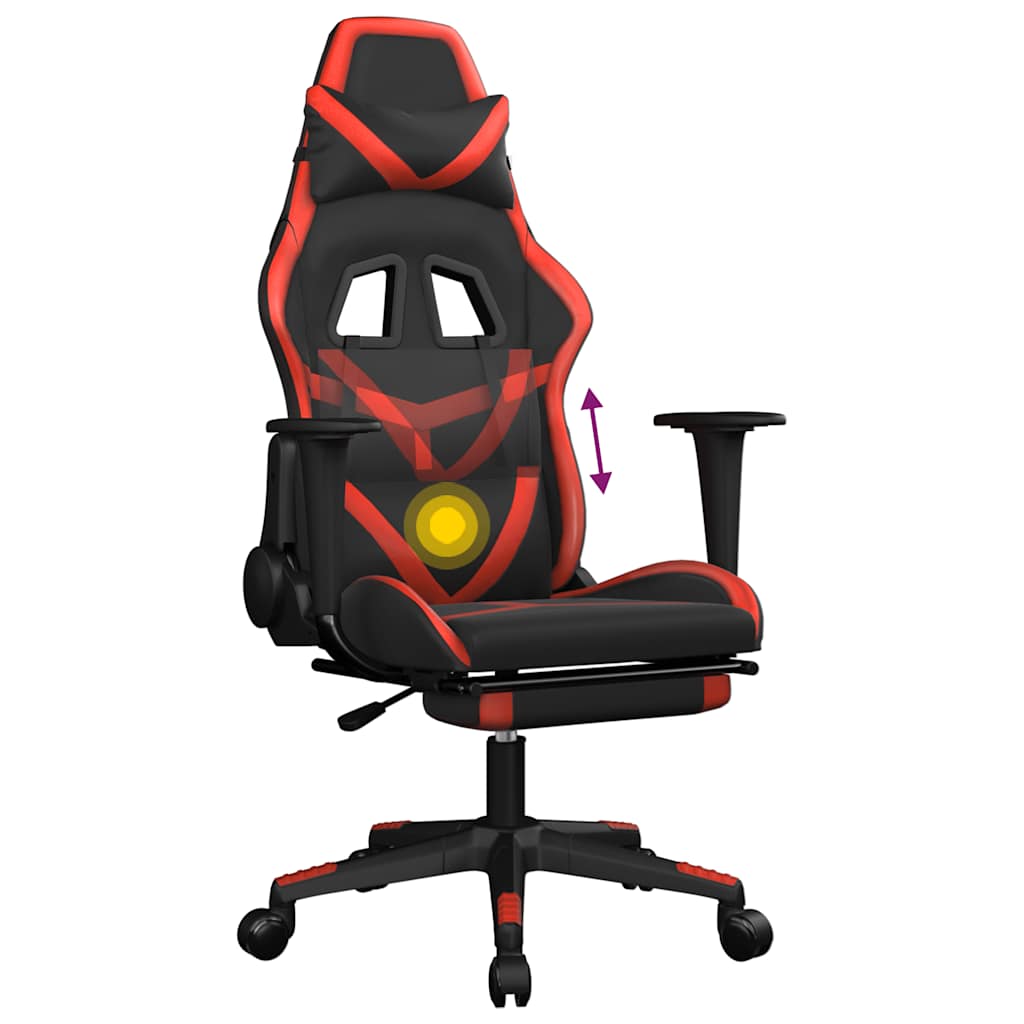 Massage gamestoel met voetensteun kunstleer zwart en rood is nu te koop bij PeponiXL, paradijselijk wonen!