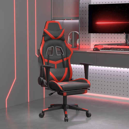 Massage gamestoel met voetensteun kunstleer zwart en rood is nu te koop bij PeponiXL, paradijselijk wonen!
