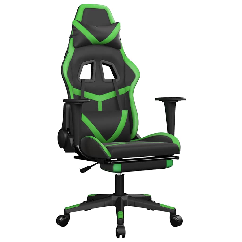 Massage gamestoel met voetensteun kunstleer zwart en groen is nu te koop bij PeponiXL, paradijselijk wonen!