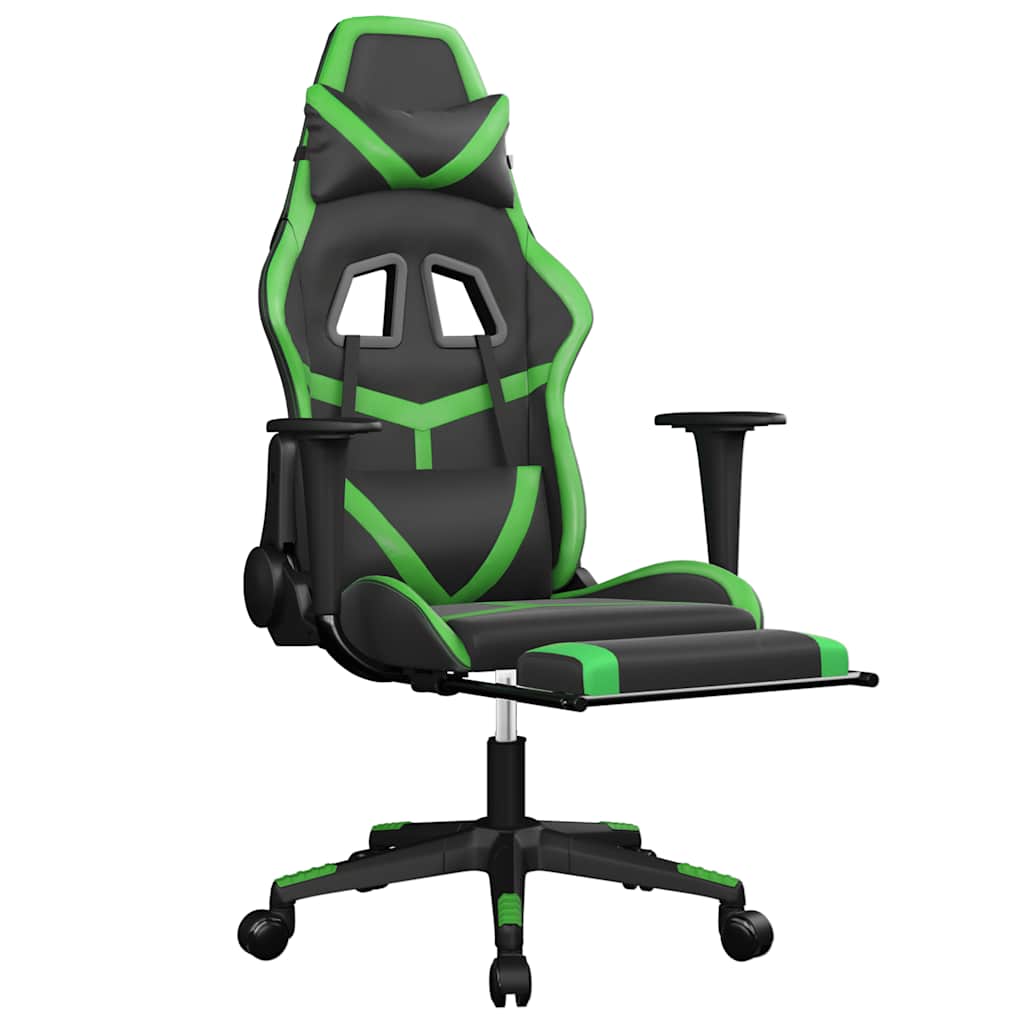 Massage gamestoel met voetensteun kunstleer zwart en groen is nu te koop bij PeponiXL, paradijselijk wonen!
