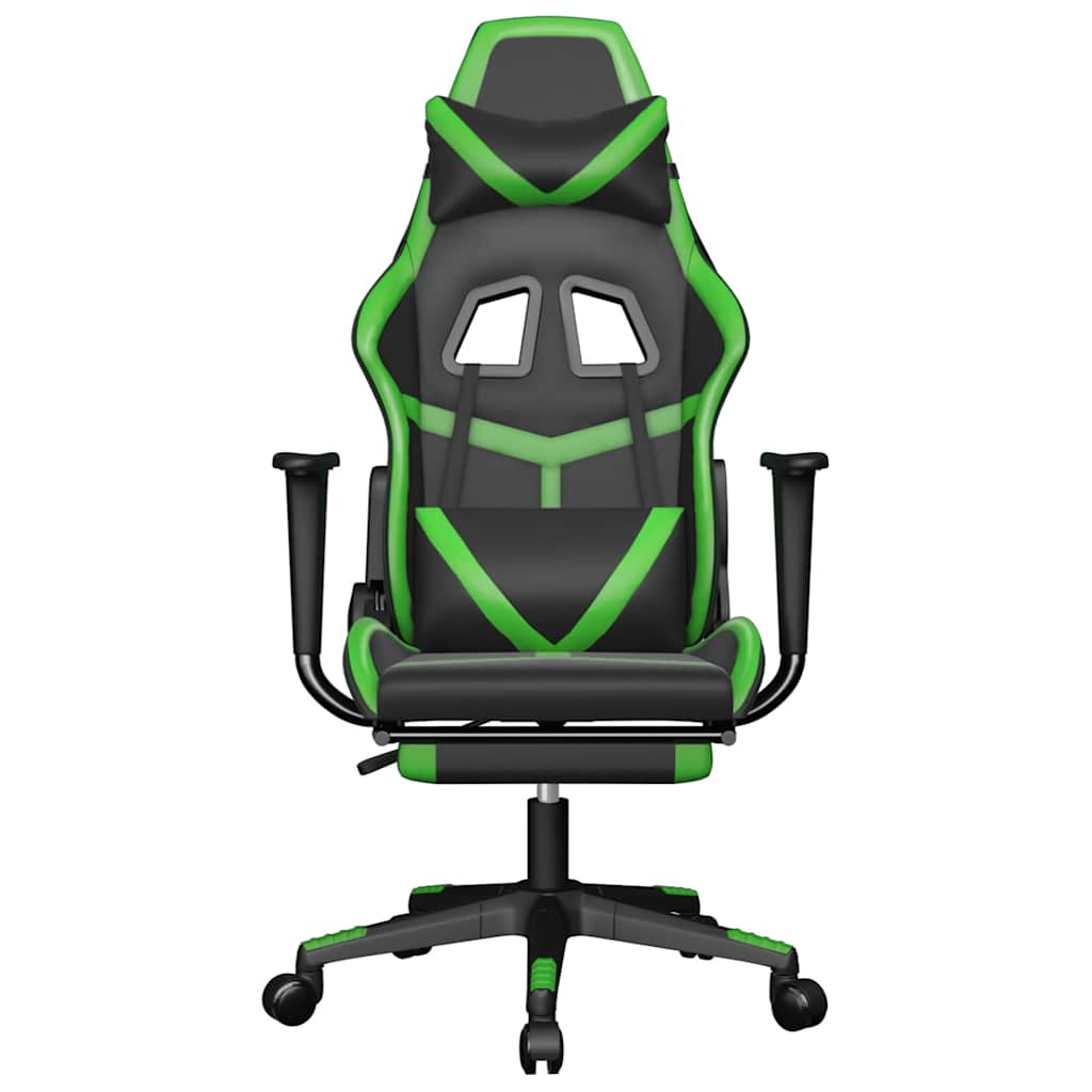 Massage gamestoel met voetensteun kunstleer zwart en groen is nu te koop bij PeponiXL, paradijselijk wonen!