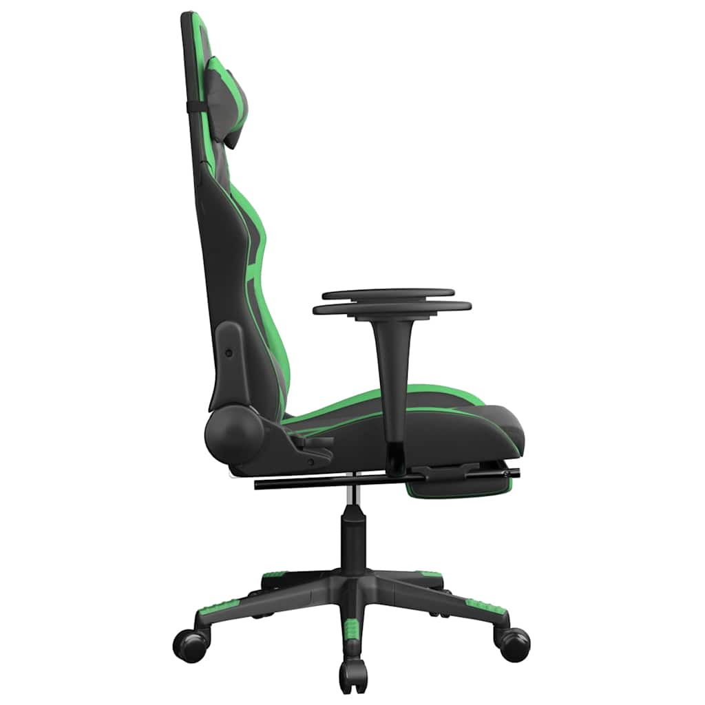 Massage gamestoel met voetensteun kunstleer zwart en groen is nu te koop bij PeponiXL, paradijselijk wonen!