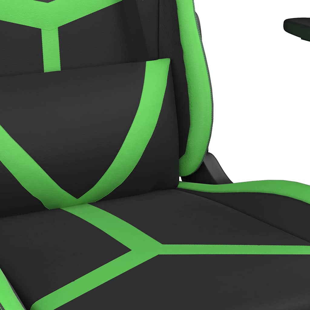 Massage gamestoel met voetensteun kunstleer zwart en groen is nu te koop bij PeponiXL, paradijselijk wonen!