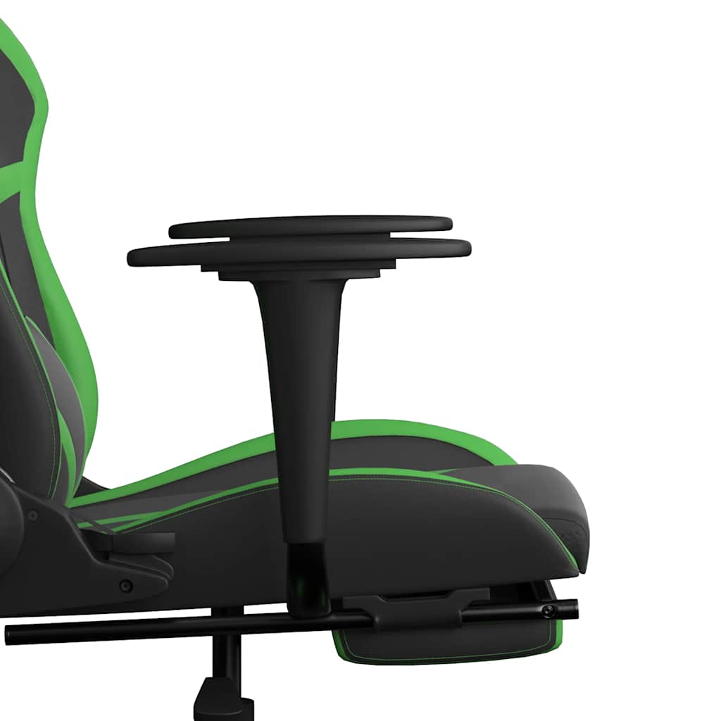 Massage gamestoel met voetensteun kunstleer zwart en groen is nu te koop bij PeponiXL, paradijselijk wonen!