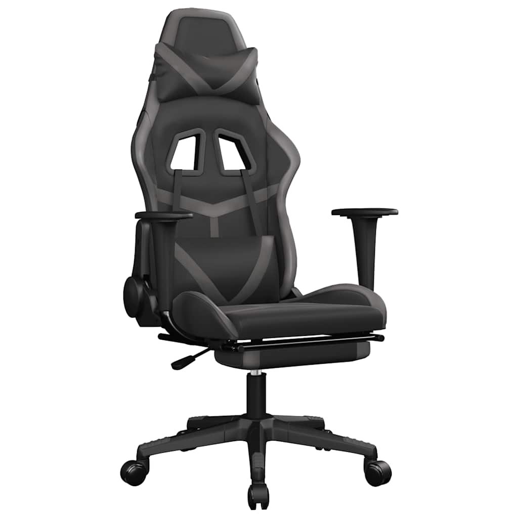 Massage gamestoel met voetensteun kunstleer zwart en grijs is nu te koop bij PeponiXL, paradijselijk wonen!