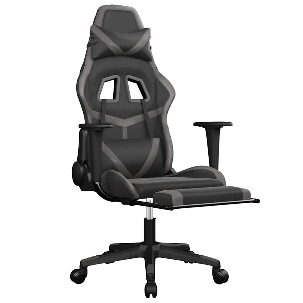 Massage gamestoel met voetensteun kunstleer zwart en grijs is nu te koop bij PeponiXL, paradijselijk wonen!