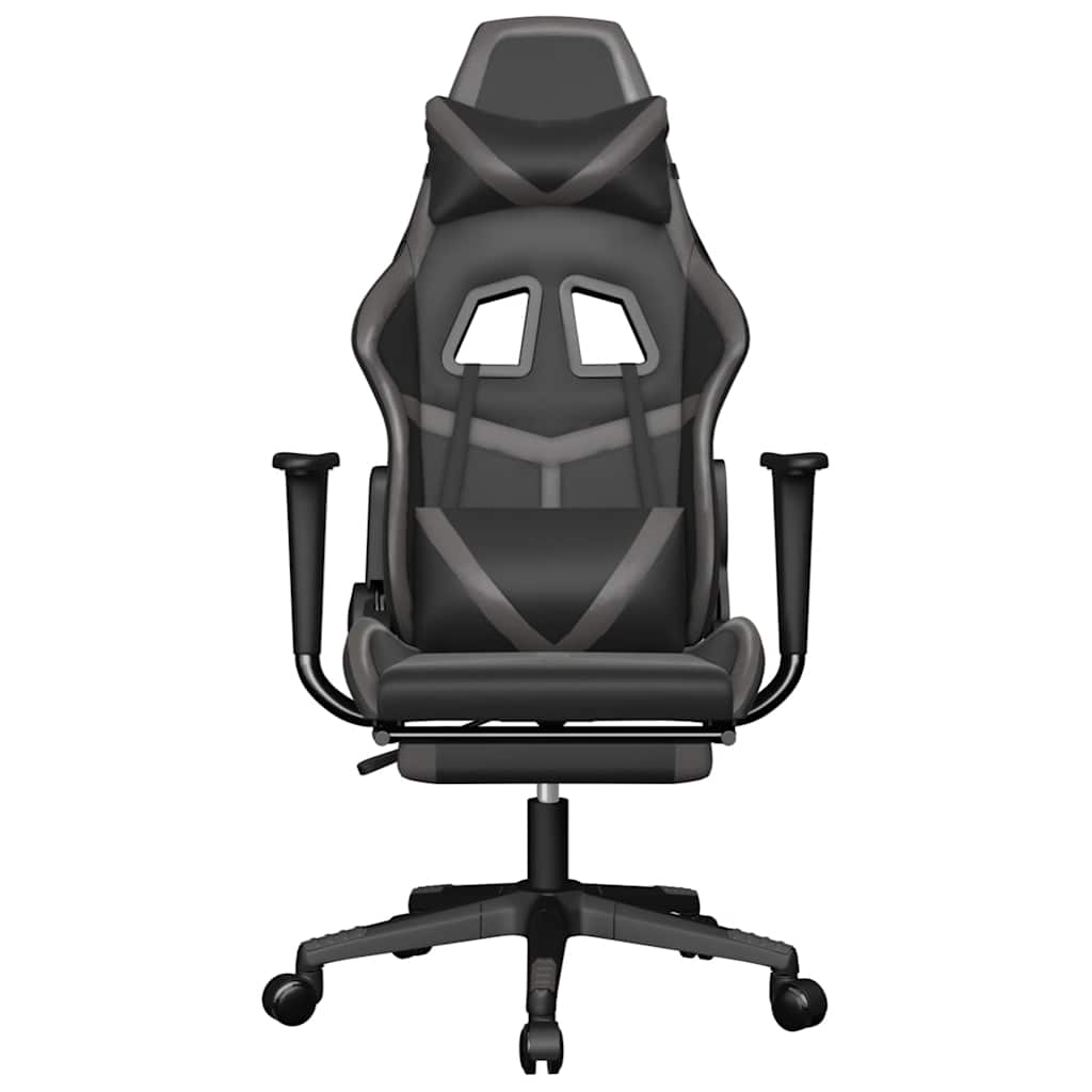 Massage gamestoel met voetensteun kunstleer zwart en grijs is nu te koop bij PeponiXL, paradijselijk wonen!