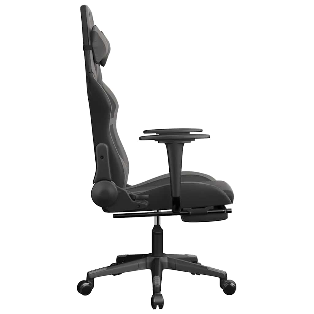 Massage gamestoel met voetensteun kunstleer zwart en grijs is nu te koop bij PeponiXL, paradijselijk wonen!