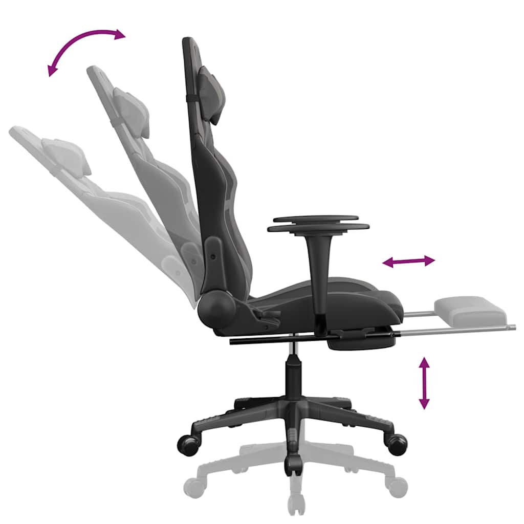 Massage gamestoel met voetensteun kunstleer zwart en grijs is nu te koop bij PeponiXL, paradijselijk wonen!
