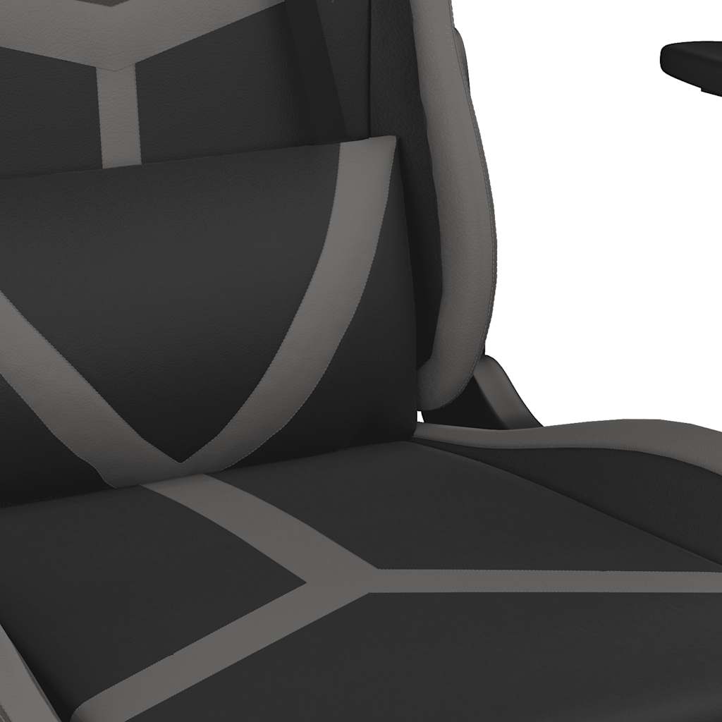 Massage gamestoel met voetensteun kunstleer zwart en grijs is nu te koop bij PeponiXL, paradijselijk wonen!
