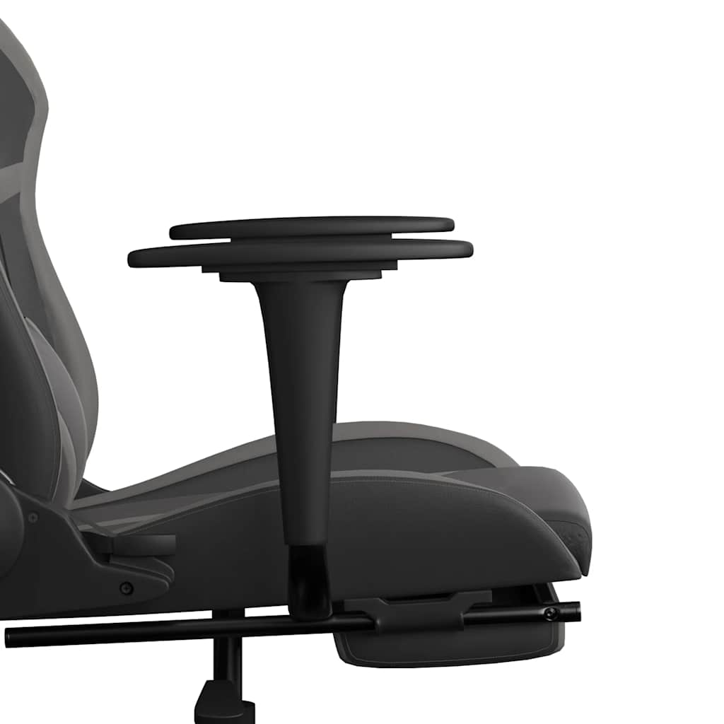 Massage gamestoel met voetensteun kunstleer zwart en grijs is nu te koop bij PeponiXL, paradijselijk wonen!