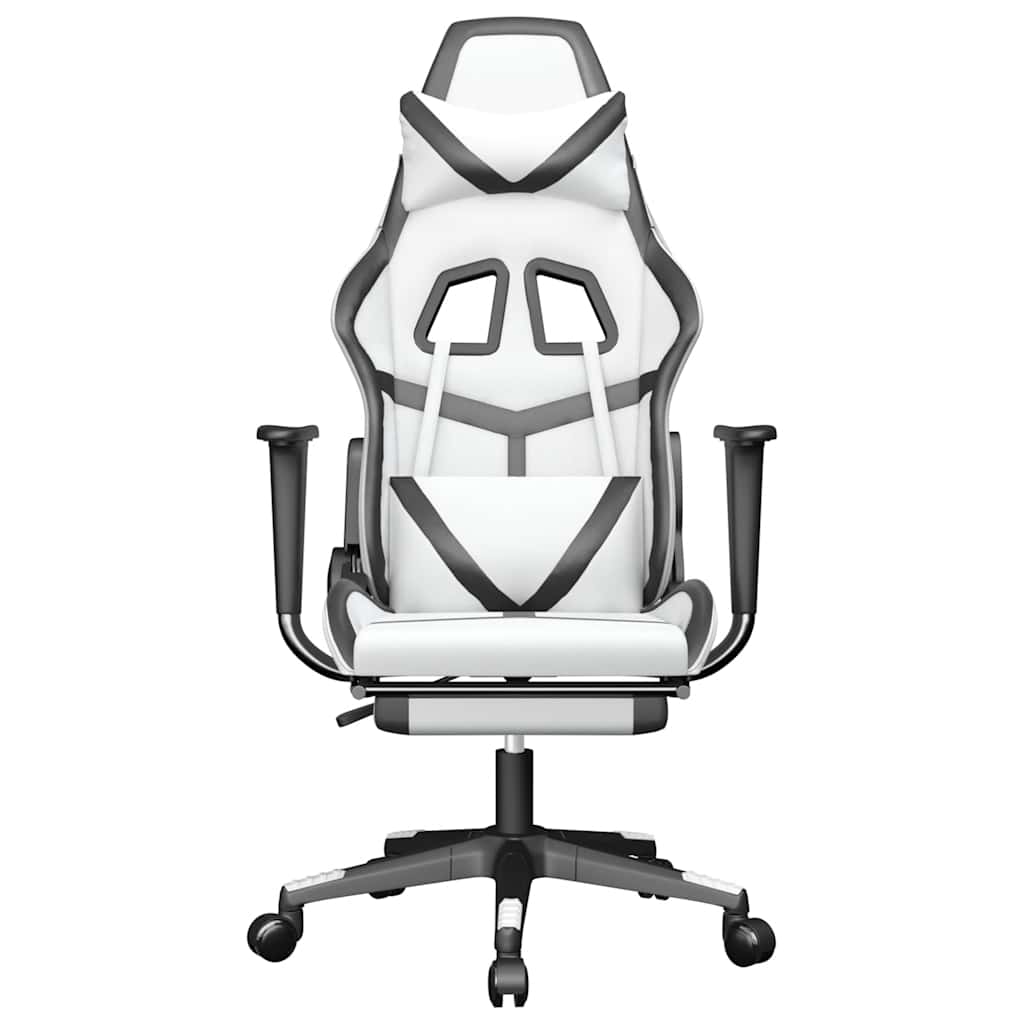 Massage gamestoel met voetensteun kunstleer wit en zwart is nu te koop bij PeponiXL, paradijselijk wonen!