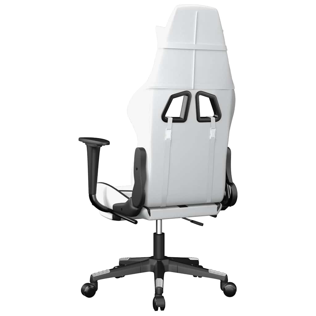 Massage gamestoel met voetensteun kunstleer wit en zwart is nu te koop bij PeponiXL, paradijselijk wonen!