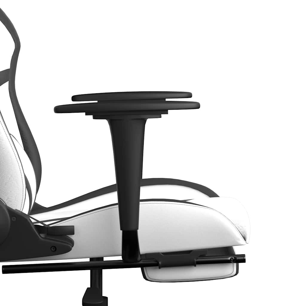 Massage gamestoel met voetensteun kunstleer wit en zwart is nu te koop bij PeponiXL, paradijselijk wonen!