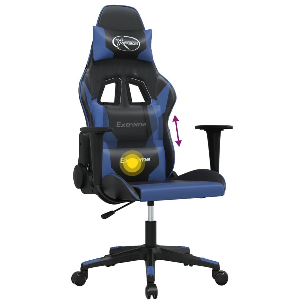 Massage gamestoel kunstleer zwart en blauw is nu te koop bij PeponiXL, paradijselijk wonen!