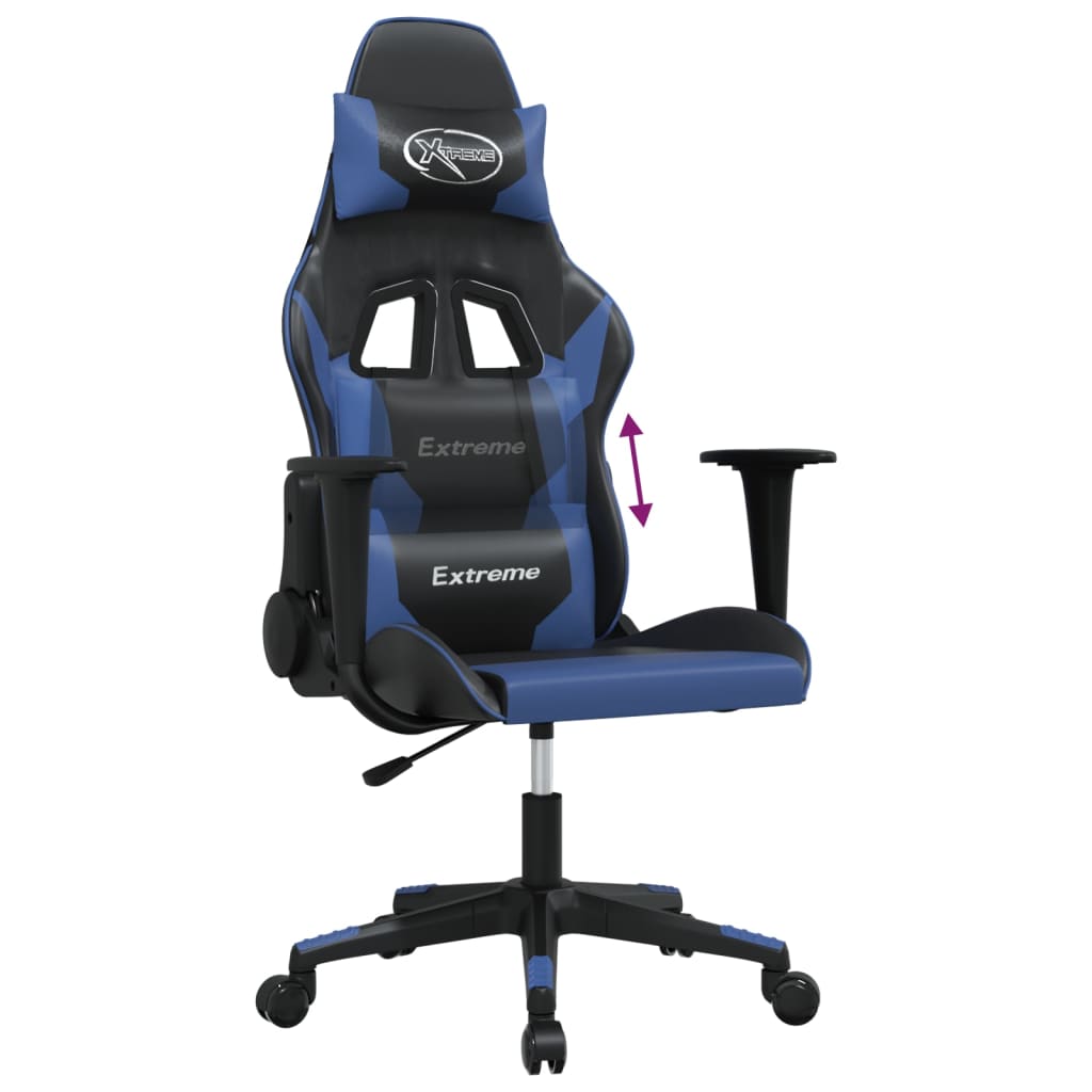 Massage gamestoel kunstleer zwart en blauw is nu te koop bij PeponiXL, paradijselijk wonen!