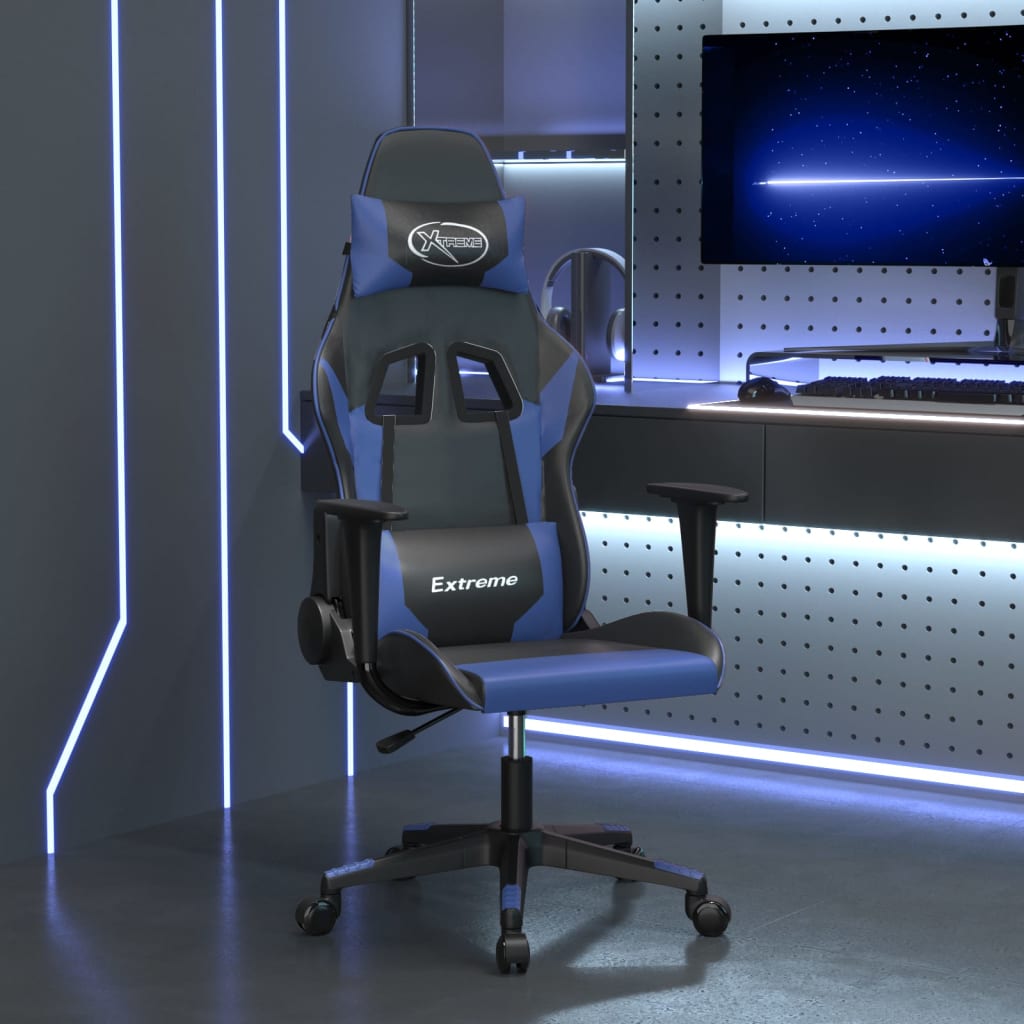 Massage gamestoel kunstleer zwart en blauw is nu te koop bij PeponiXL, paradijselijk wonen!