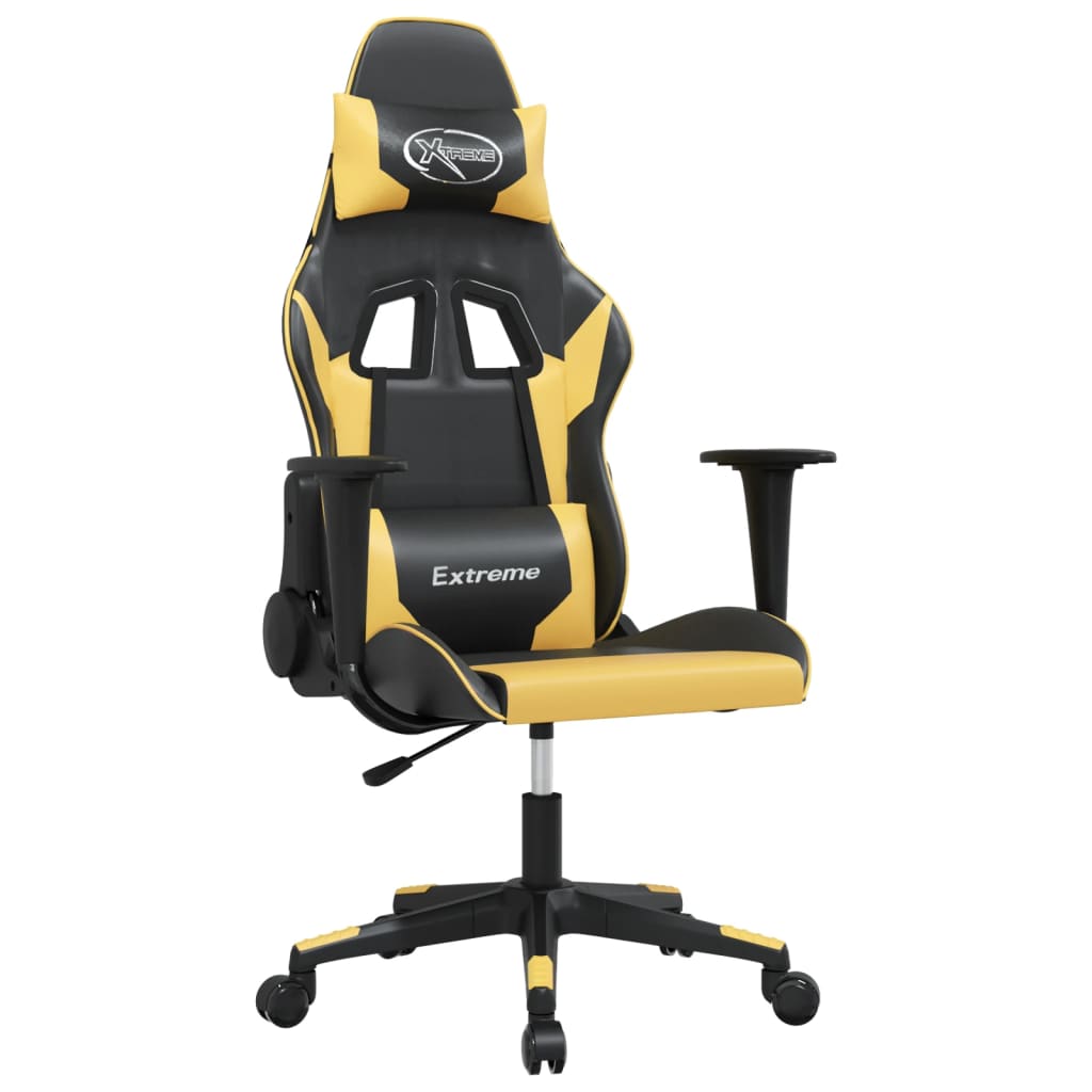 Massage gamestoel kunstleer zwart en goudkleurig is nu te koop bij PeponiXL, paradijselijk wonen!