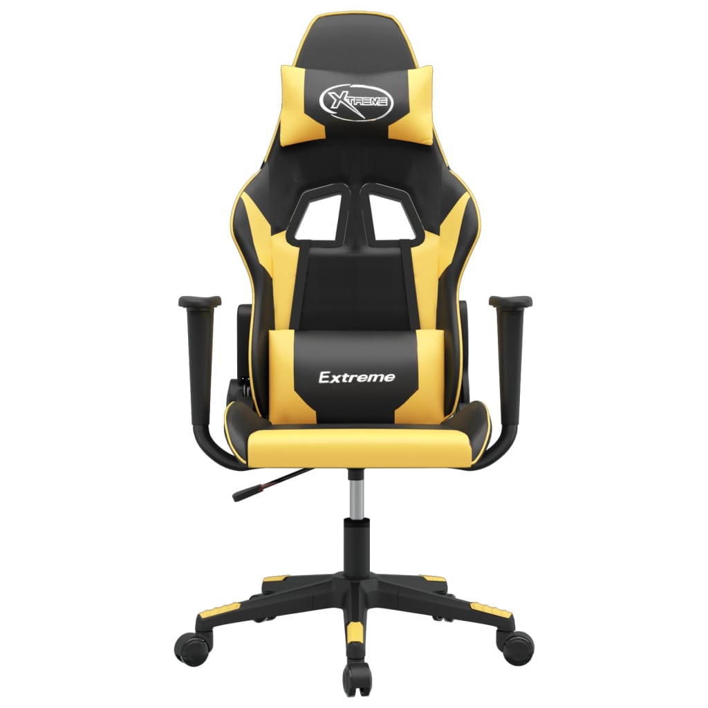 Massage gamestoel kunstleer zwart en goudkleurig is nu te koop bij PeponiXL, paradijselijk wonen!