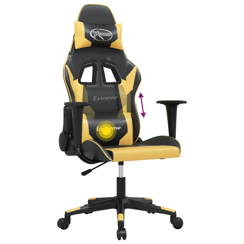 Massage gamestoel kunstleer zwart en goudkleurig is nu te koop bij PeponiXL, paradijselijk wonen!