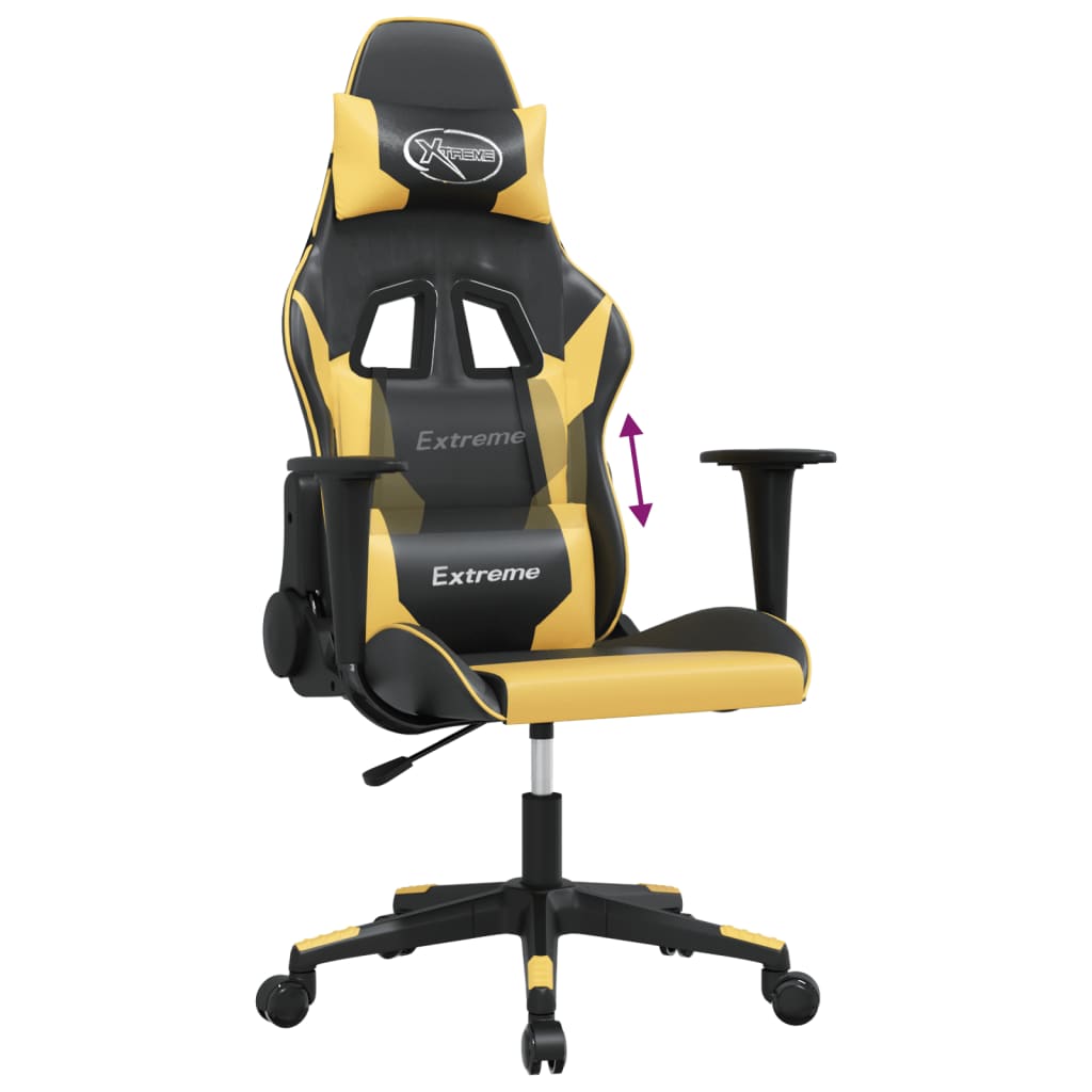 Massage gamestoel kunstleer zwart en goudkleurig is nu te koop bij PeponiXL, paradijselijk wonen!