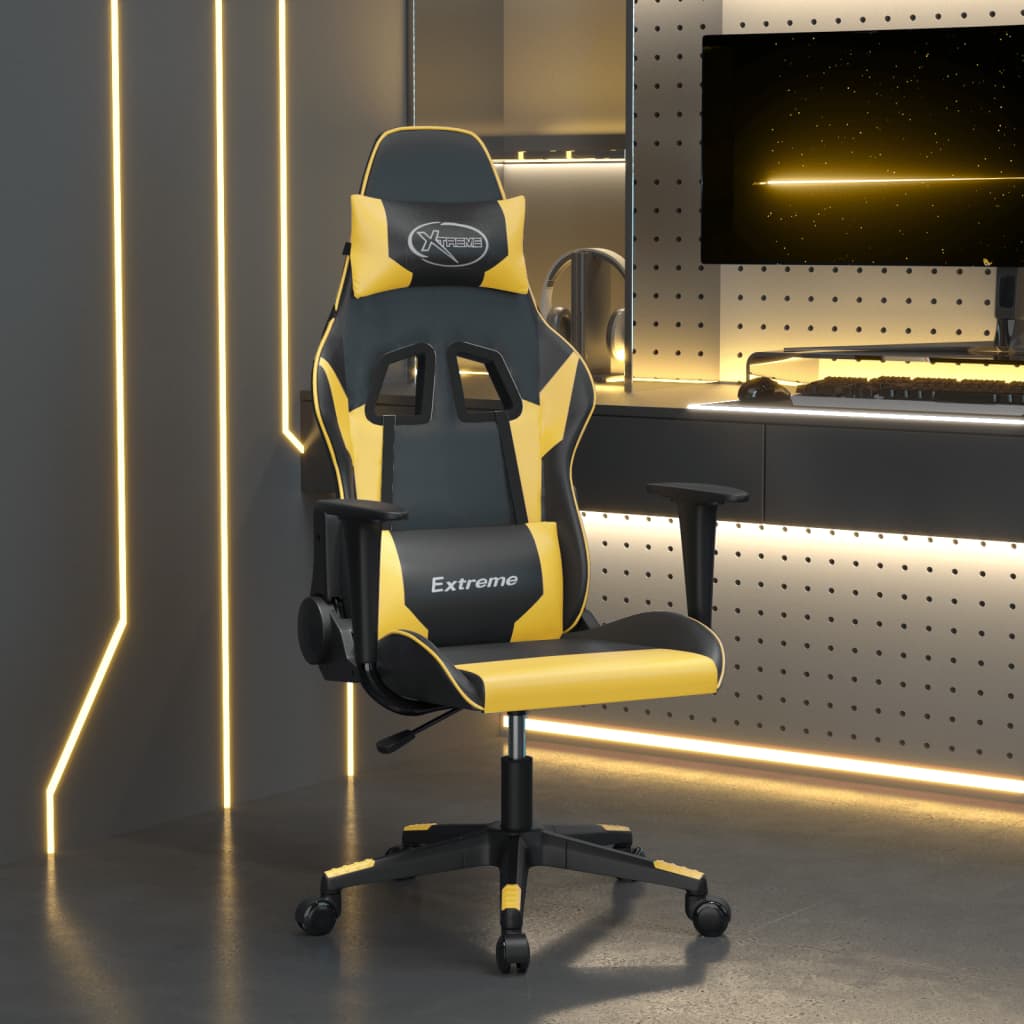 Massage gamestoel kunstleer zwart en goudkleurig is nu te koop bij PeponiXL, paradijselijk wonen!