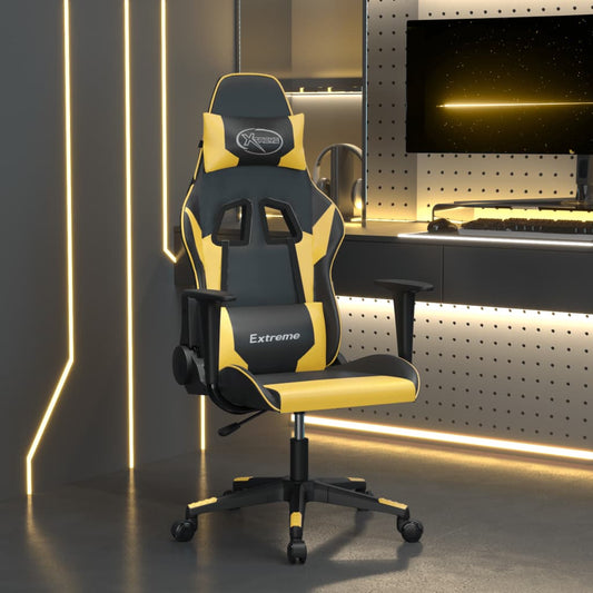 Massage gamestoel kunstleer zwart en goudkleurig is nu te koop bij PeponiXL, paradijselijk wonen!