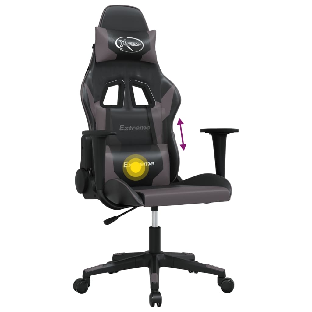 Massage gamestoel kunstleer zwart en grijs is nu te koop bij PeponiXL, paradijselijk wonen!