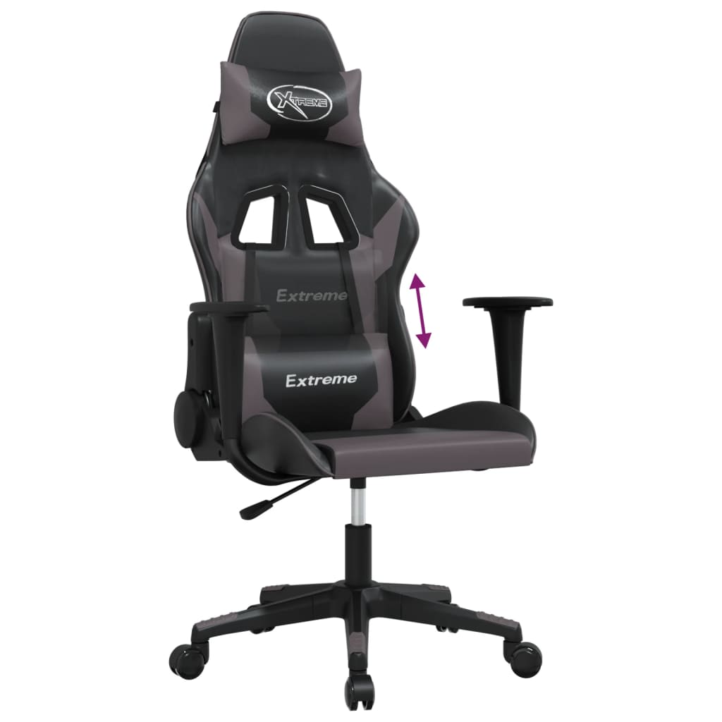 Massage gamestoel kunstleer zwart en grijs is nu te koop bij PeponiXL, paradijselijk wonen!