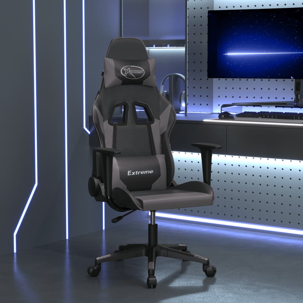 Massage gamestoel kunstleer zwart en grijs is nu te koop bij PeponiXL, paradijselijk wonen!