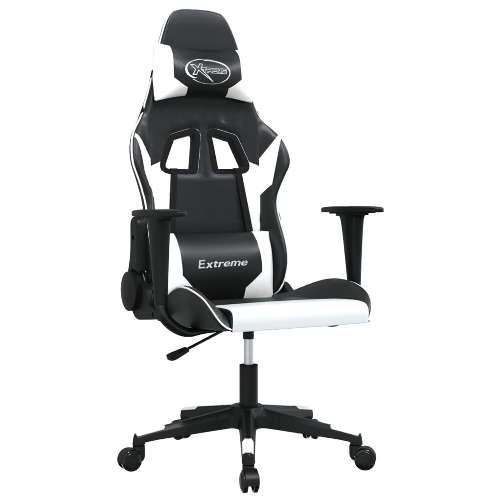 Massage gamestoel kunstleer zwart en wit is nu te koop bij PeponiXL, paradijselijk wonen!