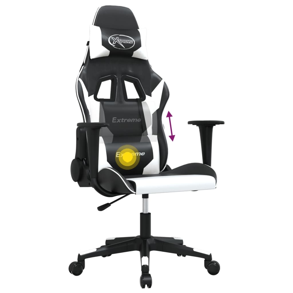 Massage gamestoel kunstleer zwart en wit is nu te koop bij PeponiXL, paradijselijk wonen!