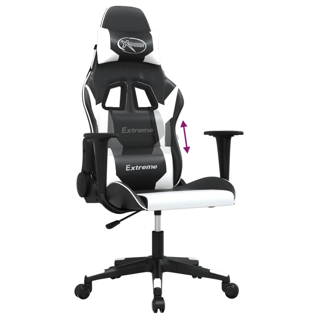 Massage gamestoel kunstleer zwart en wit is nu te koop bij PeponiXL, paradijselijk wonen!