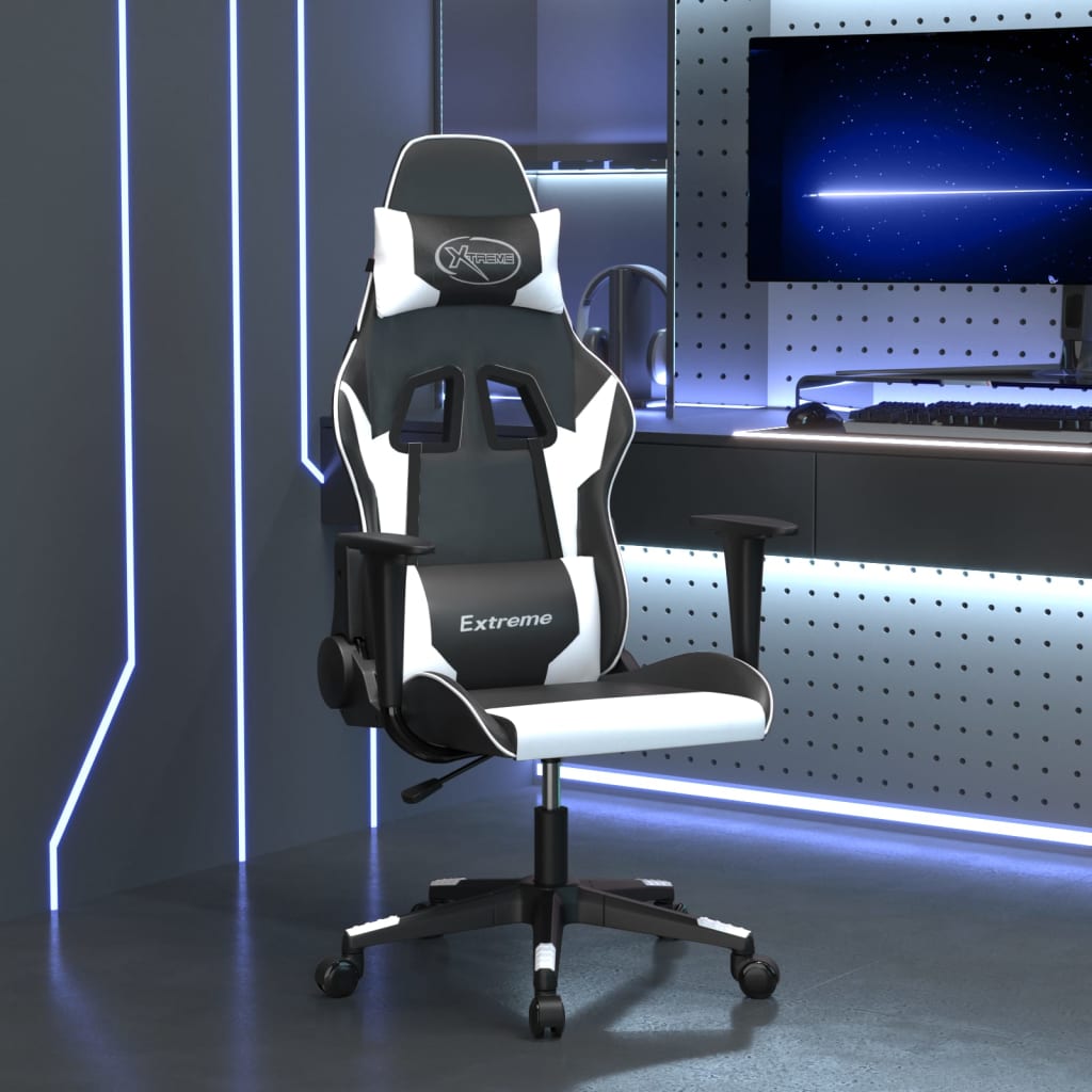 Massage gamestoel kunstleer zwart en wit is nu te koop bij PeponiXL, paradijselijk wonen!