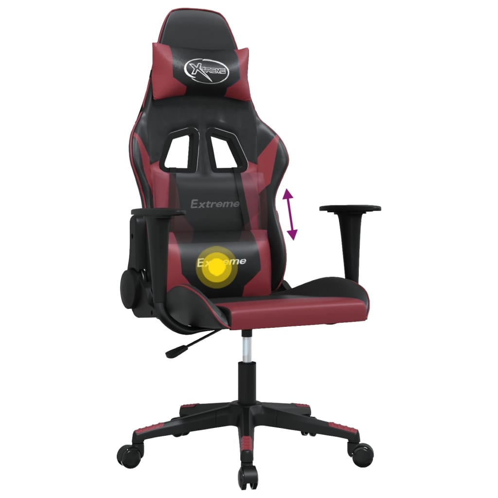 Massage gamestoel kunstleer zwart en wijnrood is nu te koop bij PeponiXL, paradijselijk wonen!