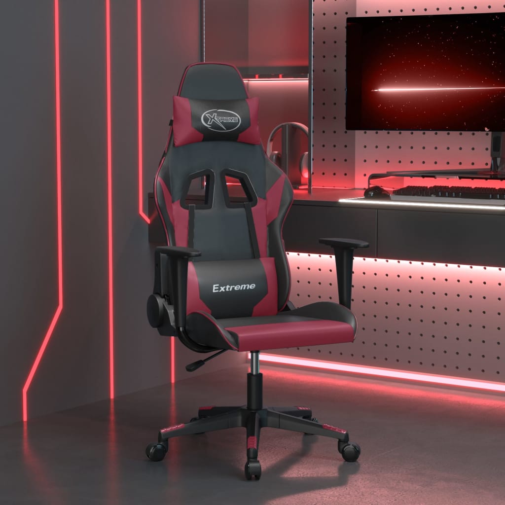 Massage gamestoel kunstleer zwart en wijnrood is nu te koop bij PeponiXL, paradijselijk wonen!
