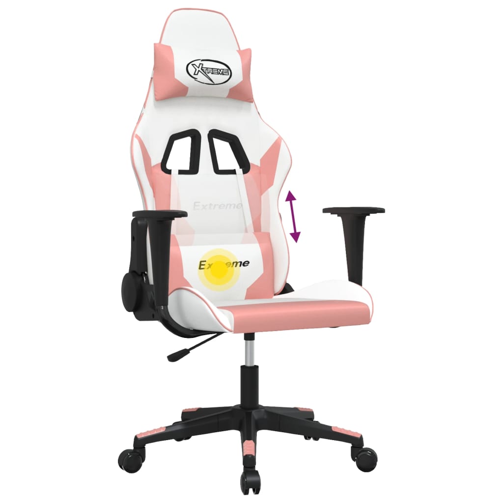 Massage gamestoel kunstleer wit en roze is nu te koop bij PeponiXL, paradijselijk wonen!