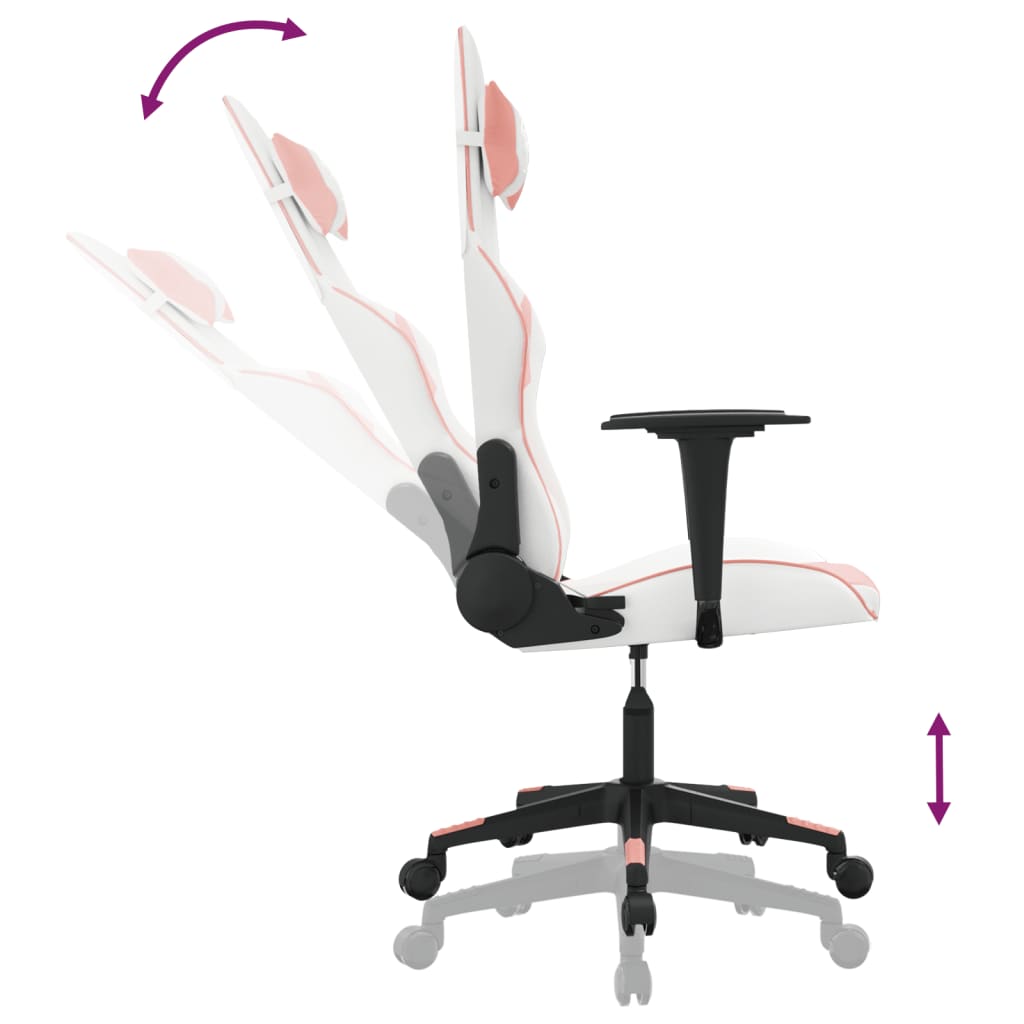 Massage gamestoel kunstleer wit en roze is nu te koop bij PeponiXL, paradijselijk wonen!