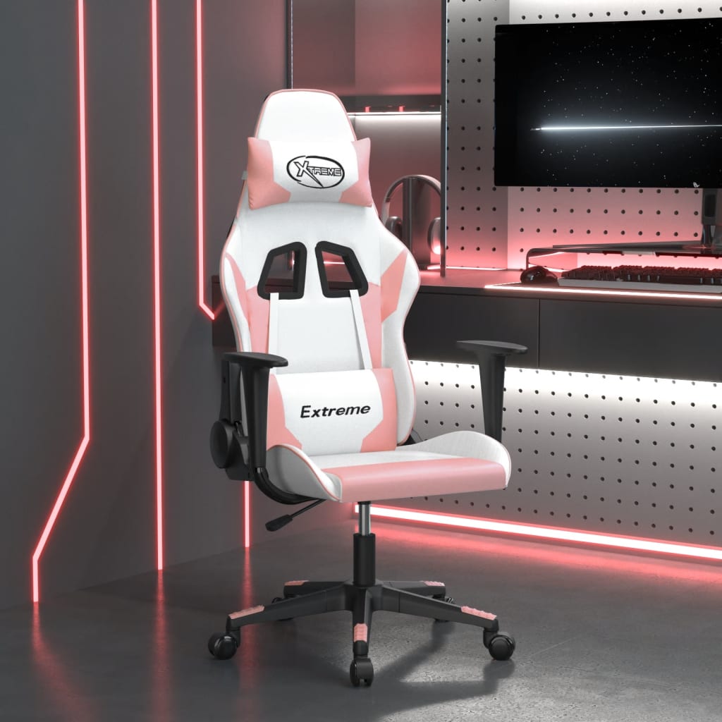Massage gamestoel kunstleer wit en roze is nu te koop bij PeponiXL, paradijselijk wonen!
